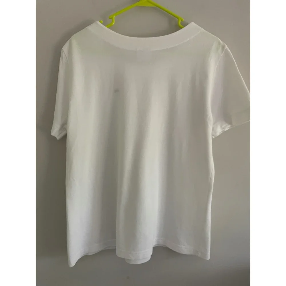 Lacoste Womens White Pique Knit Scoop Neck Short Sleeve T-Shirt Logo US XL EU 50 - Picture 6 of 8